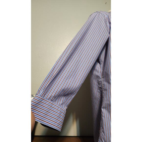 Ralph Lauren Long Sleeve Blue Striped Button-down Dress Shirt Size 16 32/33... - Picture 4 of 5